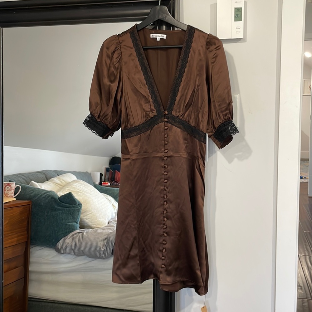 BNWT Cafe coloured silk reformation dress